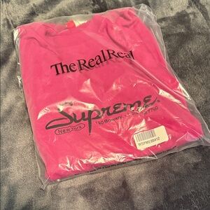 Supreme Pink Embroidered Logo Tee